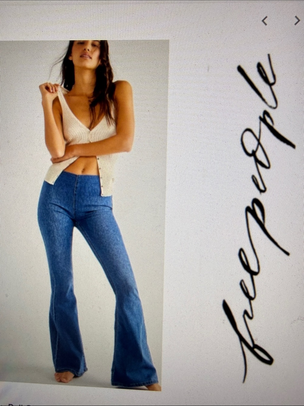 NWT Free People Penny Pull On Bell Bottom 70s Curve Hugging Stretch Boho Jean 28